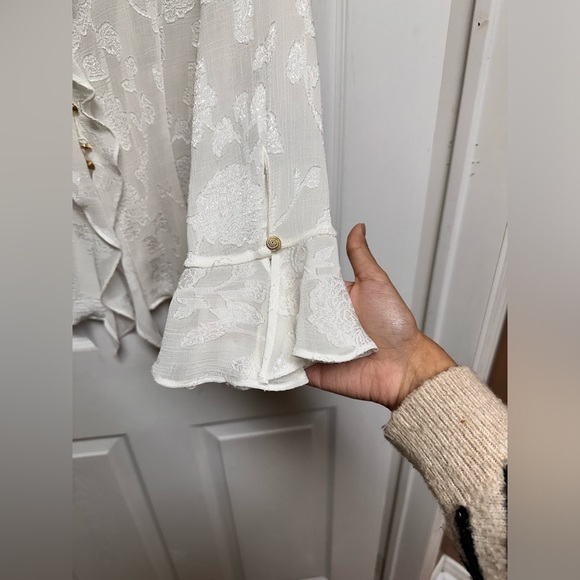 Zara Ruffled top in sheer jacquard fabric Color: Black 1Pc, white 1pc - Picture 2 of 6